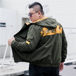 L-9XL男连帽夹克衫 加肥加大码春秋工装外套 5032-1-8810P75图片