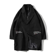 【】A003-HF010-P50冬装新款常规大口袋翻领大衣地毯，男装毛呢大衣，电商A003