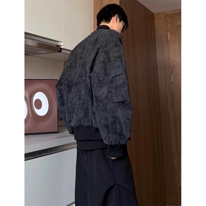 潮牌复古棒球服外套男士春秋2025新款飞行员机车PU皮夹克 J334图片