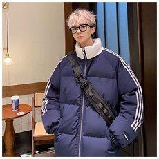 2025新款撞色条纹立领棉服棉衣外套男生保暖棉袄MY410，男装棉衣，星座1108