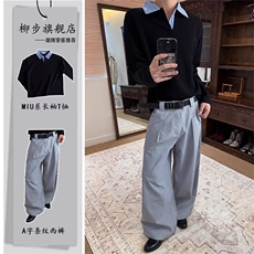 现货格子假两件polo翻领卫衣男ins潮长袖打底衫套头上衣WYE68-p42，男装Polo衫，星座302B