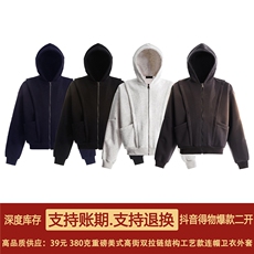 抖音得物高品质二开25秋冬美式重磅宽松结构设计连帽卫衣外套W78，男装卫衣，电商A486