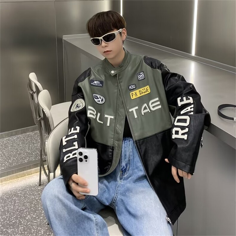 秋季青春流行男夹克文艺潮PU皮全机绣外套QJ43P85,男装夹克,星座1116-2