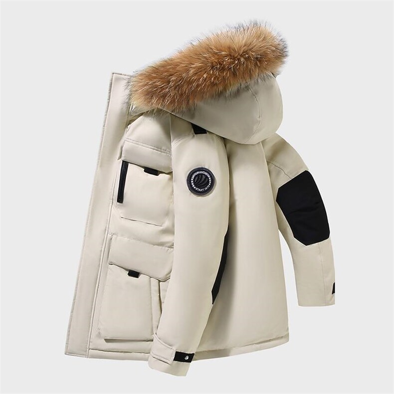 跨境潮牌同款户外直播大毛领羽绒服男女加厚防寒短款外套240-P150，男装羽绒服，星座1210B