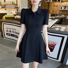 夏季新款韩版洋气学院风修身显瘦连衣裙，女装连衣裙，L·H·X