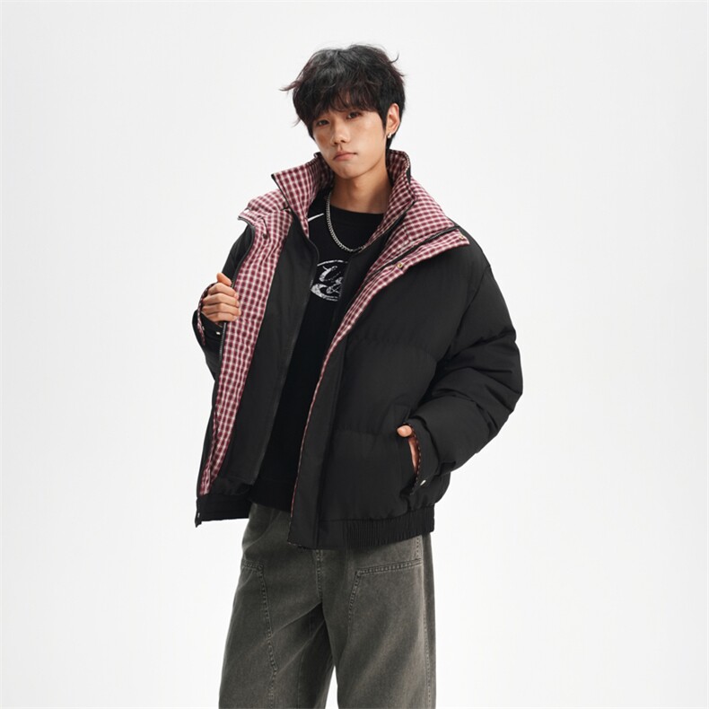 904-2-5566-P88特冬季保暖加厚棉服格子双领棉衣男假两件外套,男装棉衣,星座904-2