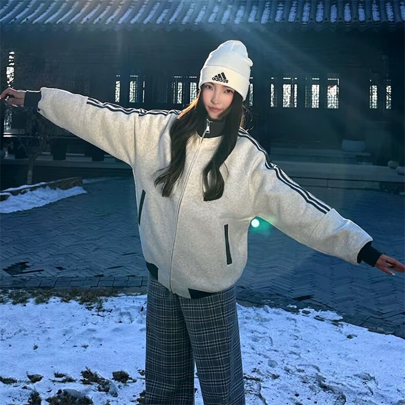 抖音得物高品质 美式高街重磅结构设计拼接织带立领卫衣外套 CM42图片