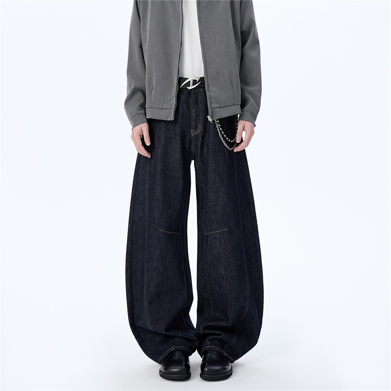 WD931-秋冬老钱风丹宁蓝宽松低腰弯刀baggy原牛(P60X98)4,男装牛仔裤,电商C315