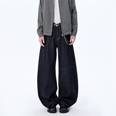 WD931-秋冬老钱风丹宁蓝宽松低腰弯刀baggy原牛(P60X98)4，男装牛仔裤，电商C315