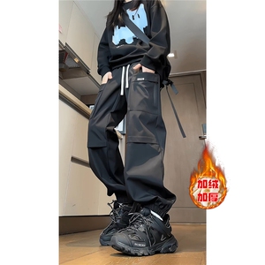 美式机能防水软壳冲锋裤男秋季大口袋工装裤子束脚户外徒步登山裤图片