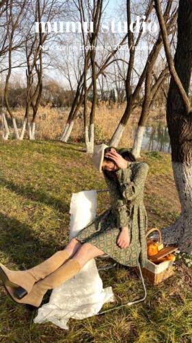 飘带短款连衣裙，女装连衣裙，Mu Mu