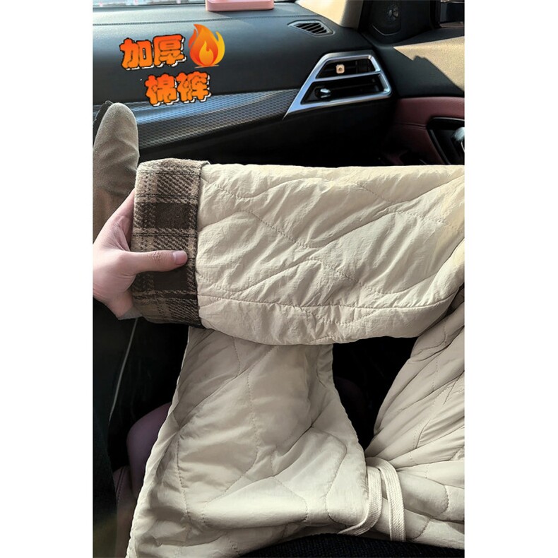 港风葫芦纹翻边拼接格子大码加厚夹棉棉裤男K24155J加棉特P33控65，男装棉裤，电商A001