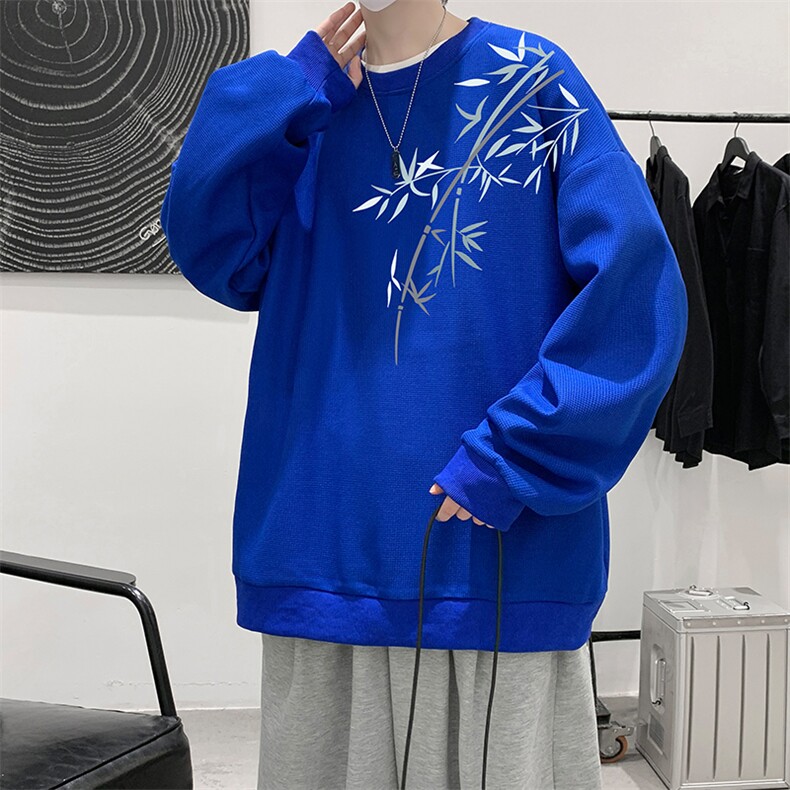 5XL华夫格卫衣男大码胖子圆领长袖t恤HW76393-P30加绒款-P40,男装卫衣,电商A040