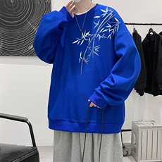 5XL华夫格卫衣男大码胖子圆领长袖t恤HW76393-P30加绒款-P40，男装卫衣，电商A040