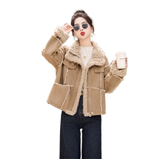 2025新款皮毛一体机车服休闲外套，女装短外套，奕可儿