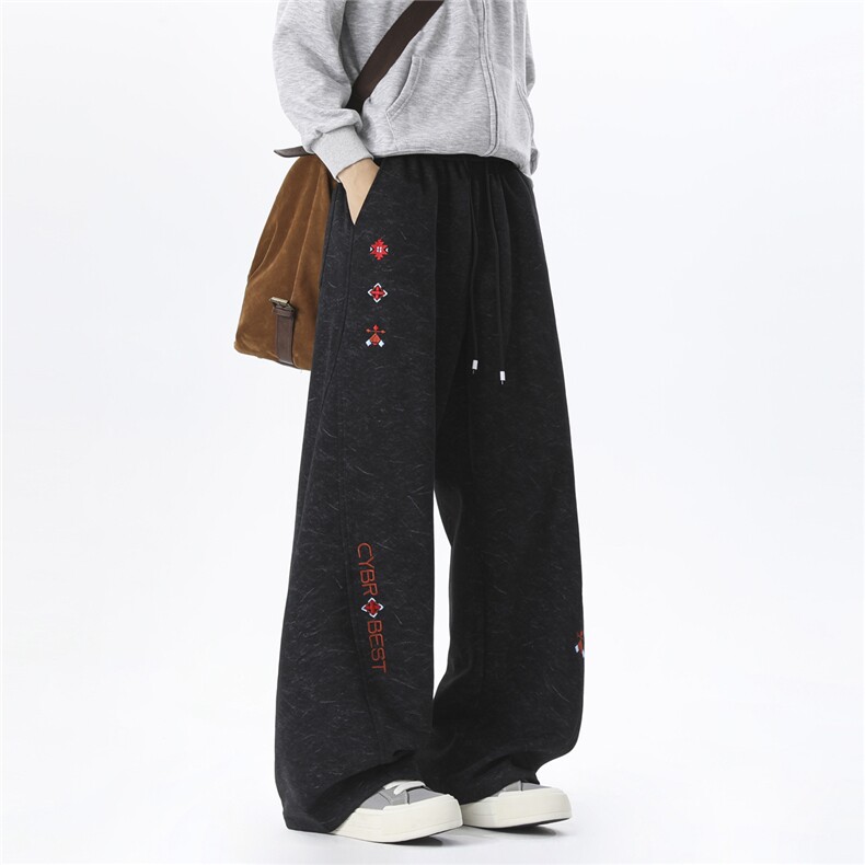 65棉高货退货率15%春季花纹刺绣弯卫裤男春常规P50加绒55控8898，男装休闲裤，电商D205