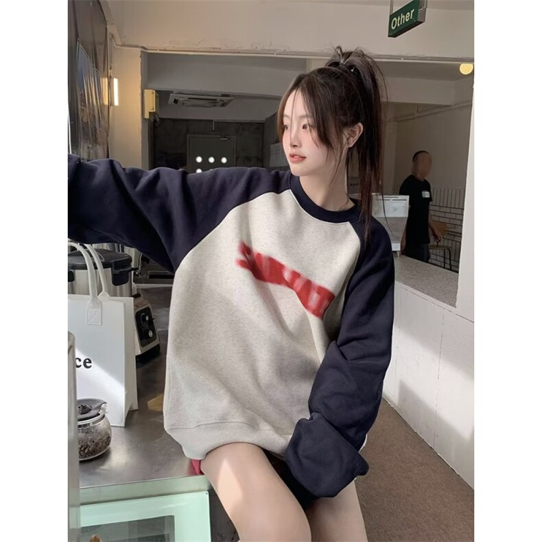 5423-P35文艺潮流圆领新款宽松型简约绒衫时尚卫衣，女装卫衣/绒衫，星座617A-2