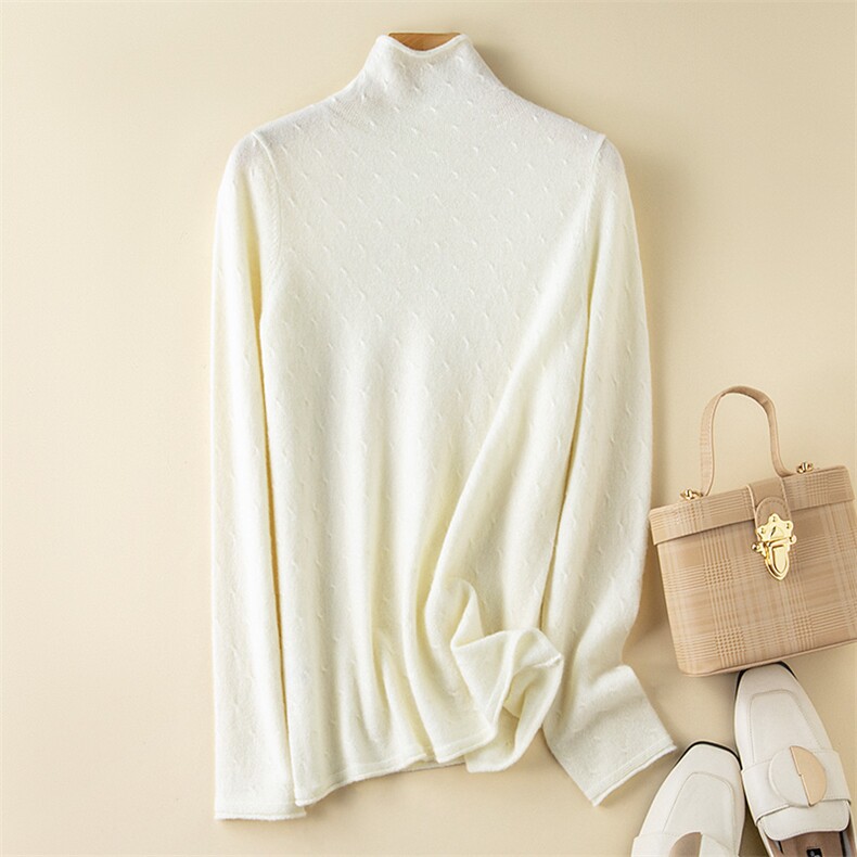 时尚百搭半高领羊绒衫优雅显瘦秋冬保暖毛衣，女装羊绒衫，三莲羊绒