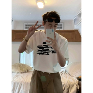 现货重磅新款小众潮牌美式高街夏季纯棉宽松男士情侣短袖T恤ins图片