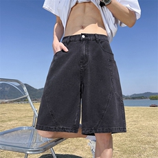 GENIOLAMODE冰丝薄款牛仔短裤男士2025新款夏季美式直筒五分中裤，男装牛仔裤，星座109