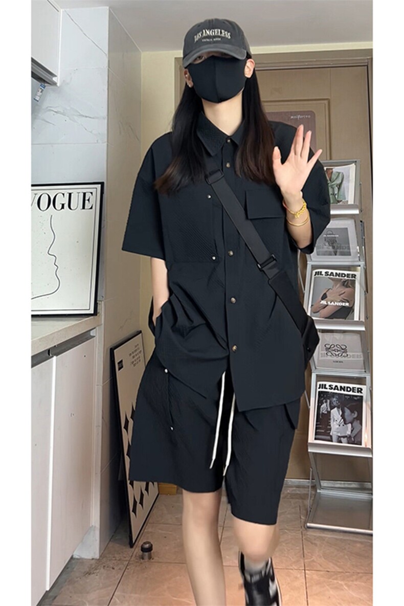 日系泡泡格短袖衬衫套装DC2230特P30控58/DK8606特P30控58,男装T恤,电商A007