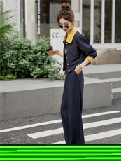（新款现货）2026春装时尚拼接针织牛仔阔腿裤套装（两件套），女装套装/套裙，印象茜