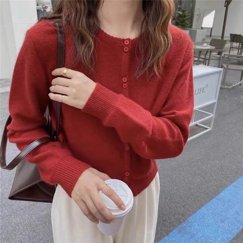 修身显瘦针织开衫女2024新款长袖百搭气质,女装羊毛衫,千御纺羊绒