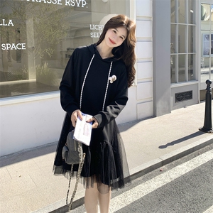 26春新款现-黑色网纱可盐可甜卫衣连衣裙2607A黑-P155K248图片