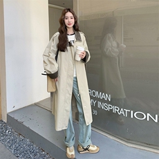 撞色工装风衣外套女春秋2025新款流行爆款巨好看美式复古大衣超火，女装风衣，2C372