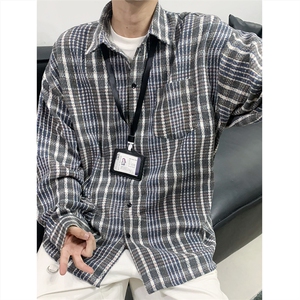 现货~磨毛加厚格子大码长袖衬衫 C5893/特P25 蓝色图片