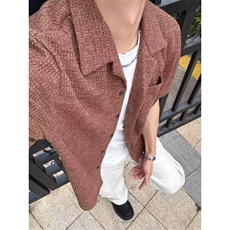 原版档口现货~夏季cleanfit古巴领彩纱毛巾短袖衬衫CT25119批48，男装T恤，星座1004-6
