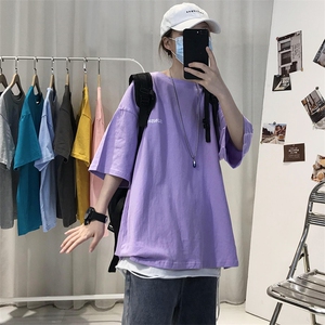 XZ115A-T06 200克纯棉男女字母印花大码S-5XL 10色T恤衫圆领半袖图片