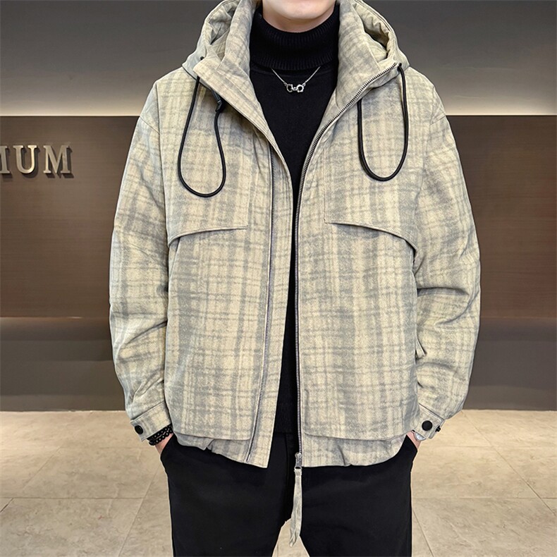 90新标冬季白鸭绒羽绒服暗格复古连帽保暖时尚外套YR9129-P319,男装羽绒服,电商D342