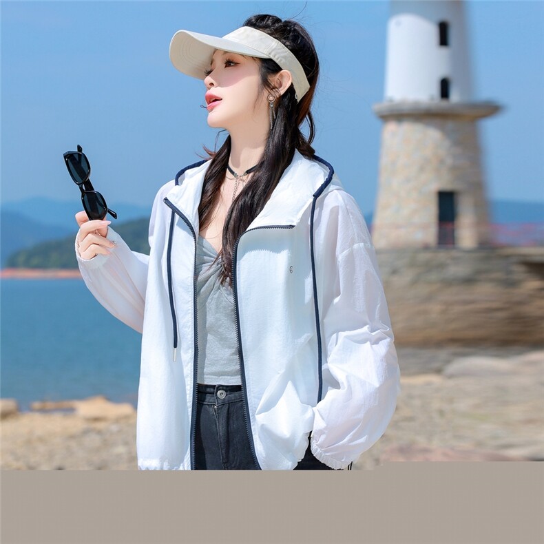 【拉奈海岸】防晒衣女短款2025夏新款宽松透气冲锋衣连帽薄外套潮,女装防晒衣,可可小西