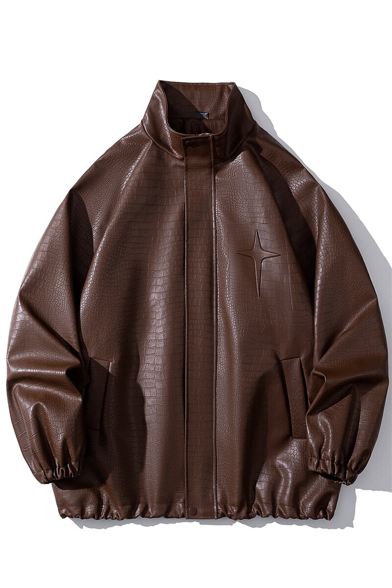 1白底鳄鱼纹钢印四芒星图案潮流大码M-5XL夹克男JK77739P85控118,男装夹克,星座226-2