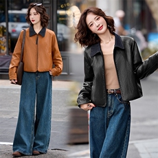 2025年皮衣外套女洗暖机车短款港风秋冬加棉皮衣夹克，女装皮衣，衣之秀