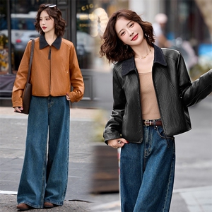 2025年皮衣外套女洗暖机车短款港风秋冬加棉皮衣夹克图片
