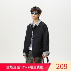 网络图现货美式复古格纹撞色拼接夹克休闲情侣痞帅工装J6818-P65,男装夹克,星座715-7