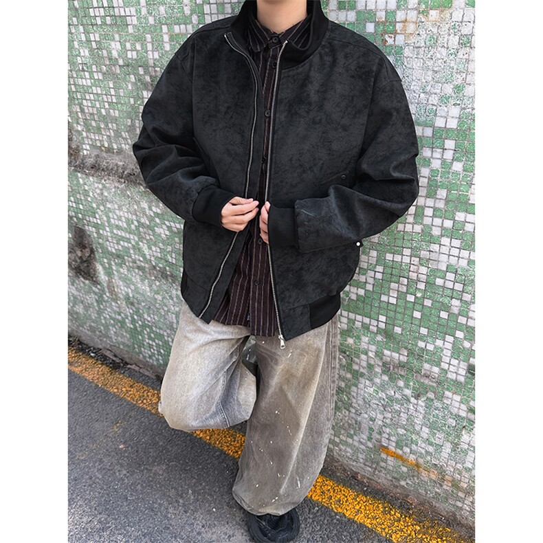 春季抖音得物品质扎染PU皮衣立领雾面皮夹克外套男6158-TP43,男装夹克,星座207