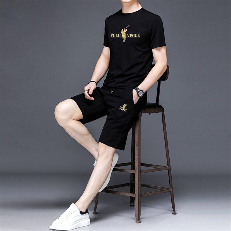 2023新款运动套装男冰丝薄款三件套夏季短袖t恤休闲夏装速干男装,男装休闲套装,电商B212（原钱塘6029）