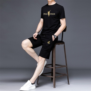 2023新款运动套装男冰丝薄款三件套夏季短袖t恤休闲夏装速干男装图片