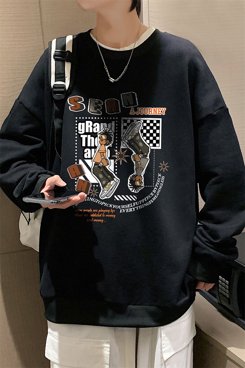 S6282-P28秋季圆领卫衣男大码韩版宽松长袖外套,男装卫衣,电商A040