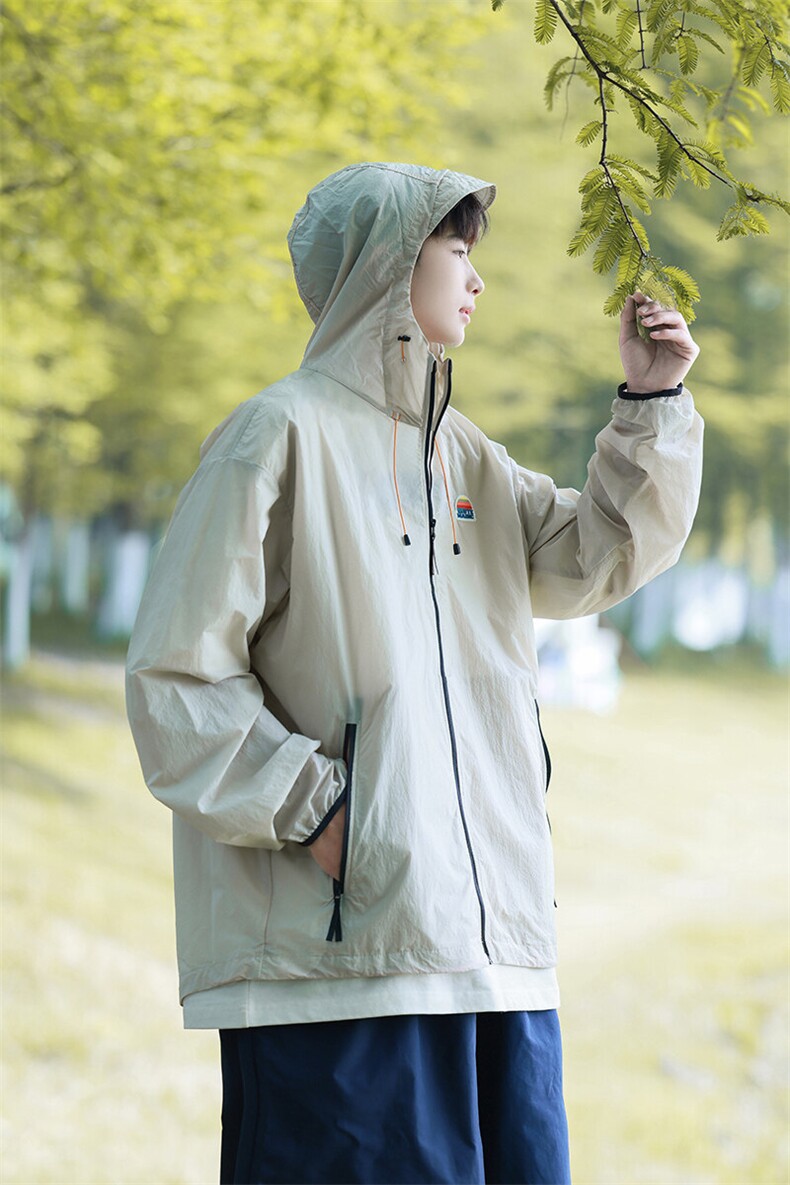 港风撞色彩虹硅胶点缀防晒衣男情侣潮牌防晒服男FS77001P65控88,男装夹克,星座227-7