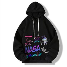 纯棉连帽卫衣男大码运动帽衫宽松薄WY2186-P35加绒款-P40NASA，男装卫衣，电商A040