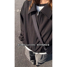 春季2026新款复古宽松垫肩外套短款情侣款夹克C6067-TP55不，男装夹克，电商A102