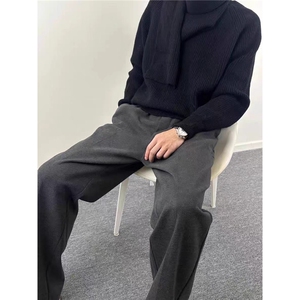 秋冬加厚毛呢小西裤男士新款九分休闲裤商务西裤修身直筒裤子长裤图片