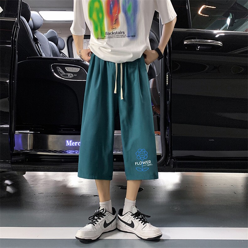 QK72274-P25冰丝七分裤男大码速干短裤男五分裤车景风格,男装休闲裤,电商A040