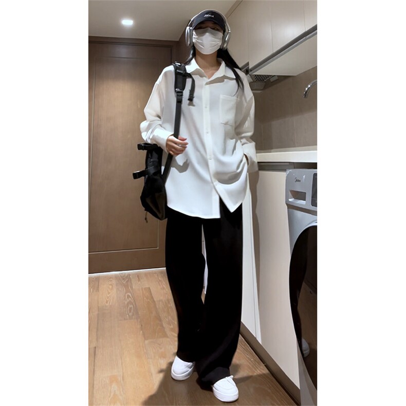 【直播】C2339-TP4568垂感纯色衬衫女2025秋宽松休闲衬衣女,男装衬衫,电商A102
