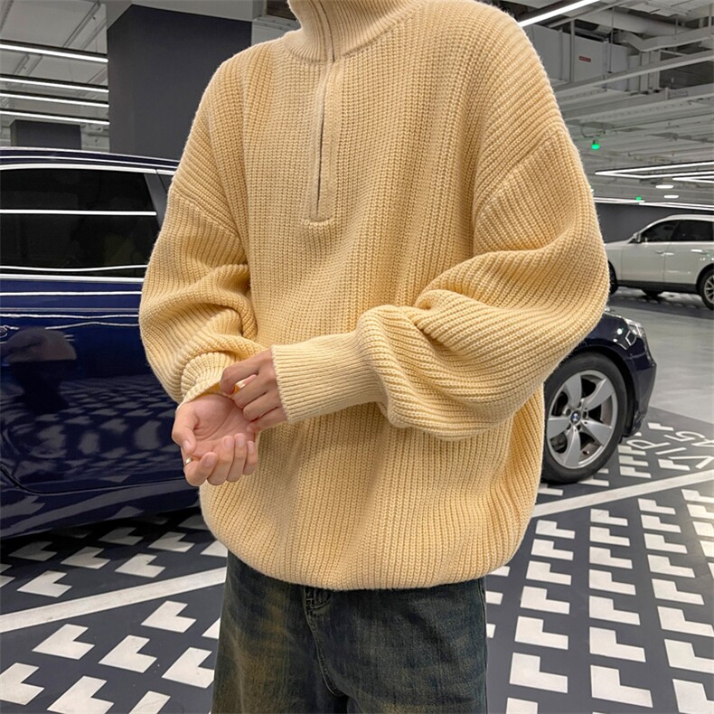 抖音直播！半高领拉链套头针织毛衣男外套男XH13-p55,男装针织衫/毛衣,电商B367