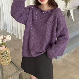 毛衣女冬季加厚外穿内搭套头圆领短款小个子时尚针织衫打底衫上衣图片